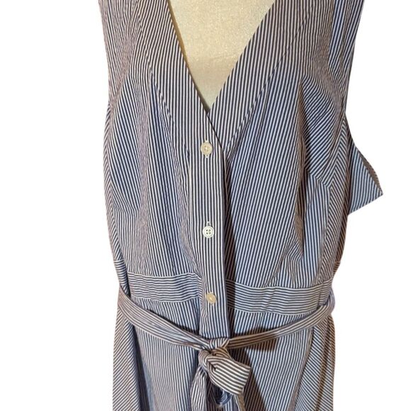 Rachel Rachel Roy Plus 24W Blue Striped Sabrina Dress Knee Length - Picture 2 of 12